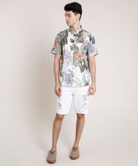 Camisa-Masculina-Tradicional-Estampada-de-Folhagem-Manga-Curta-Branca-9768645-Branco_3