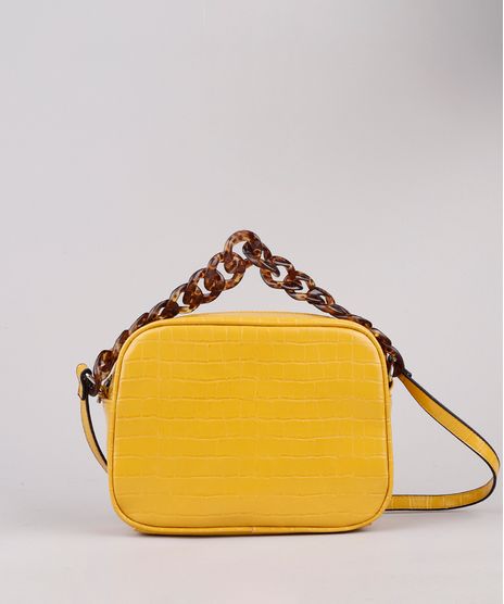 Bolsa-Feminina-Transversal-Pequena-Croco-com-Corrente-Mostarda-9604645-Mostarda_1