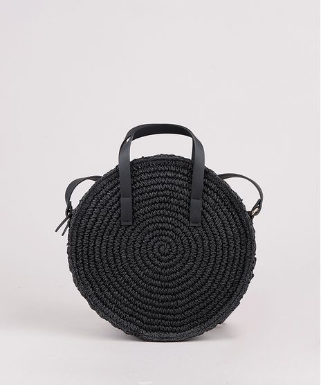 Bolsa-Feminina-de-Palha-Redonda-Transversal-Media--Preta-9602437-Preto_1