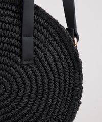 Bolsa-Feminina-de-Palha-Redonda-Transversal-Media--Preta-9602437-Preto_5