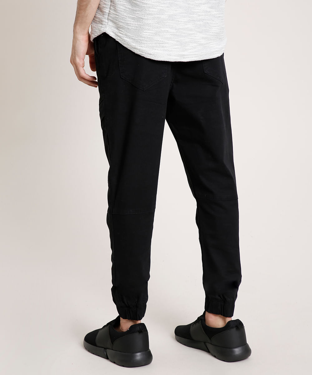 calça de sarja preta masculina