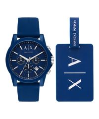 Kit-de-Relogio-Analogico-Armani-Exchange-Masculino---Tag-de-Mala---AX71078AN-Azul-9861826-Azul_1