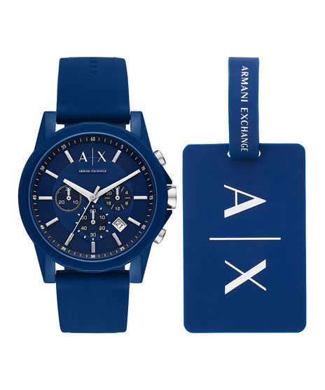 Kit-de-Relogio-Analogico-Armani-Exchange-Masculino---Tag-de-Mala---AX71078AN-Azul-9861826-Azul_1