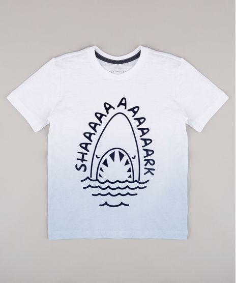 Camiseta-Infantil-com-Estampa-de-Tubarao-e-Degrade-Manga-Curta-Branca-9330360-Branco_1