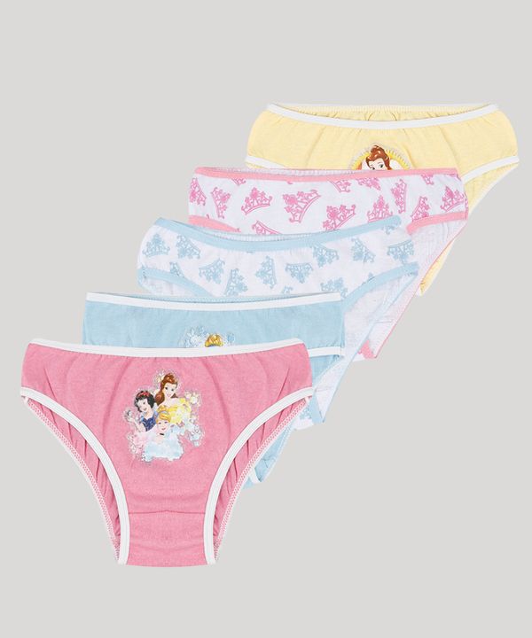 Kit de 5 Calcinhas Infantis Princesas Multicor 6