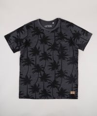 Camiseta-Infantil-Estampada-de-Coqueiros-com-Bolso-Manga-Curta--Cinza-Mescla-Escuro-9732784-Cinza_Mescla_Escuro_1
