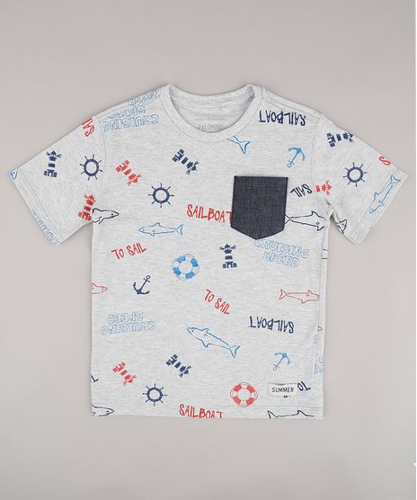 Camiseta-Infantil-Estampada-Maritima-com-Bolso-Manga-Curta-Cinza-Mescla-Claro-9732782-Cinza_Mescla_Claro_1