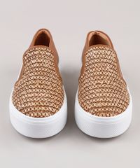 Tenis-Slip-On-Feminino-Via-Uno-Flatform-com-Recorte-em-Palha-Marrom-9828421-Marrom_4