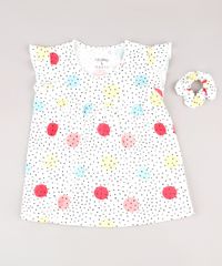Blusa-Infantil-Estampada-de-Poa-com-Babado-na-Manga---Elastico-de-Cabelo-Scrunchie-Off-White-9826457-Off_White_1