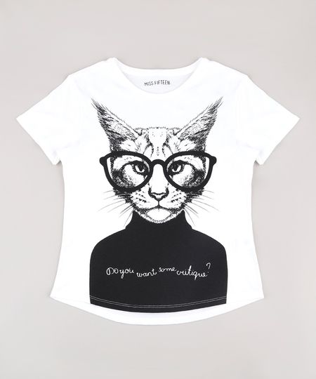 Blusa-Infantil-Gato-com-Oculos-Manga-Curta-Branca-9762728-Branco_1 Blusa-Infantil-Gato-com-Oculos-Manga-Curta-Branca-9762728-Branco_1