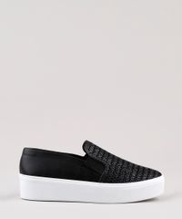 Tenis-Slip-On-Feminino-Via-Uno-Flatform-com-Recorte-em-Palha-Preto-9828422-Preto_1