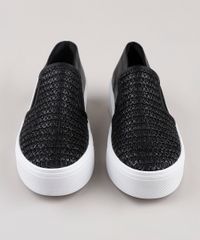 Tenis-Slip-On-Feminino-Via-Uno-Flatform-com-Recorte-em-Palha-Preto-9828422-Preto_4