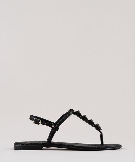 Rasteira-Feminina-Oneself-com-Aviamentos-Geometricos--Preta-9802904-Preto_1