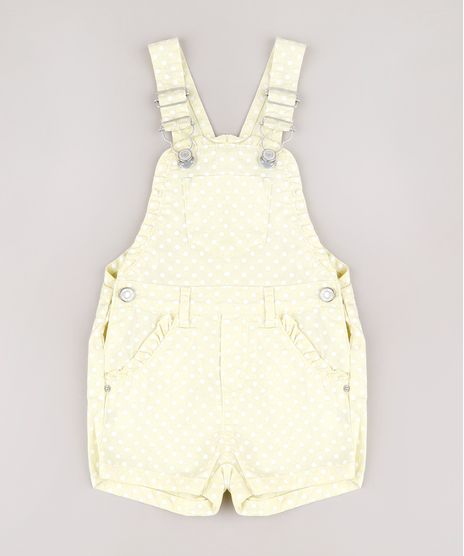 Jardineira-de-Sarja-Infantil-Estampada-de-Poa-com-Babado-Amarelo-Claro-9827031-Amarelo_Claro_1