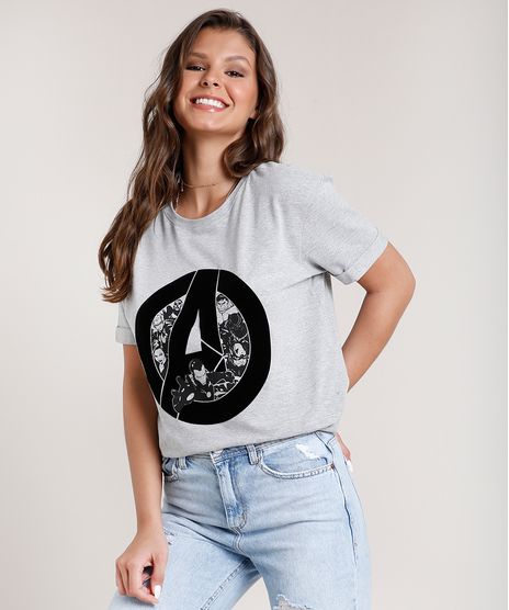 Blusa-Feminina-Os-Vingadores-Manga-Curta-Decote-Redondo-Cinza-Mescla-Claro-9804183-Cinza_Mescla_Claro_1
