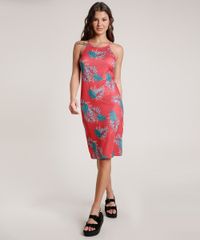 Vestido-Feminino-Curto-Canelado-Estampado-de-Folhagem-Alca-Fina-Vermelho-9786190-Vermelho_1