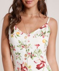 Macaquinho-Feminino-Estampado-Floral-com-Linho-e-Botoes-Alca-Fina-Bege-Claro-9741746-Bege_Claro_4