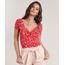 Blusa-Feminina-Estampada-Floral-com-Vazado-Manga-Curta-Decote-V-Vermelho-9772980-Vermelho_1
