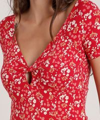 Blusa-Feminina-Estampada-Floral-com-Vazado-Manga-Curta-Decote-V-Vermelho-9772980-Vermelho_4