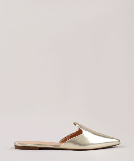 mule feminino dourado