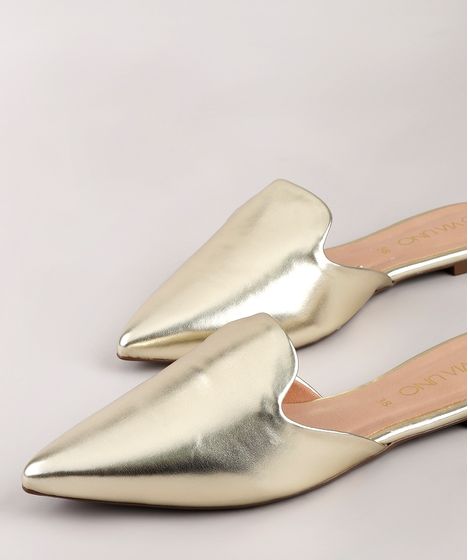 mule feminino dourado