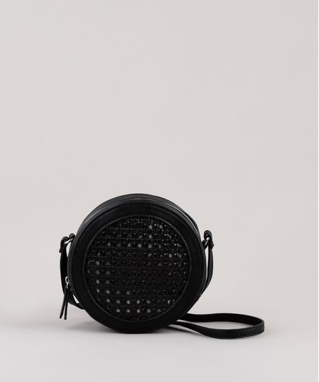 Bolsa-Feminina-Transversal-Redonda-Pequena-com-Tresse-Preta-9614936-Preto_1