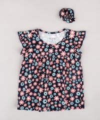 Blusa-Infantil-Estampada-Floral-com-Babado-na-Manga---Elastico-de-Cabelo-Scrunchie-Azul-Marinho-9826478-Azul_Marinho_1