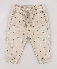Calca-de-Sarja-Infantil-Jogger-Estampada-de-Dinossauros-com-Bolsos--Kaki-9634621-Kaki_1