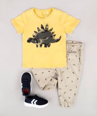 Calca-de-Sarja-Infantil-Jogger-Estampada-de-Dinossauros-com-Bolsos--Kaki-9634621-Kaki_3