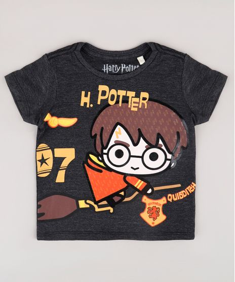 Camiseta-Infantil-Harry-Potter-Manga-Curta--Cinza-Mescla-Escuro-9730459-Cinza_Mescla_Escuro_1
