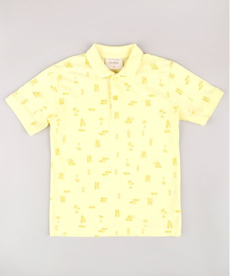 Polo-Infantil-em-Piquet-Estampada-Tropical-Manga-Curta-Amarelo-Claro-9721214-Amarelo_Claro_1