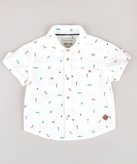 Camisa-Infantil-Estampada-de-Bichos-com-Bolso-Manga-Curta-Off-White-9670876-Off_White_1