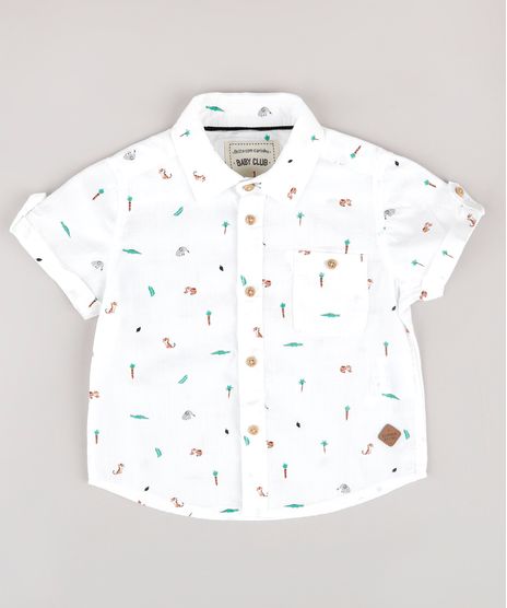 Camisa-Infantil-Estampada-de-Bichos-com-Bolso-Manga-Curta-Off-White-9670876-Off_White_1