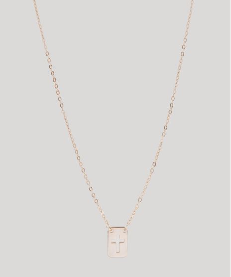Colar-Feminino-Escapulario-Folheado-com-Pingentes-de-Cruz-Dourado-9435998-Dourado_1