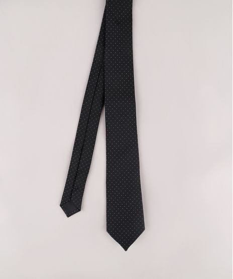 Gravata-Masculina-em-Jacquard-Estampada-de-Poa-Preta-9663834-Preto_1