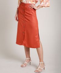 Saia-Feminina-Midi-com-Botoes-e-Fenda--Cobre-9816991-Cobre_1