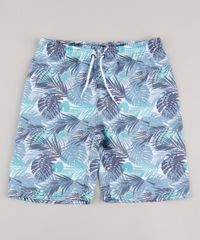 Bermuda-Surf-Infantil-Estampada-de-Folhagem-com-Bolso-Branca-9765350-Branco_1