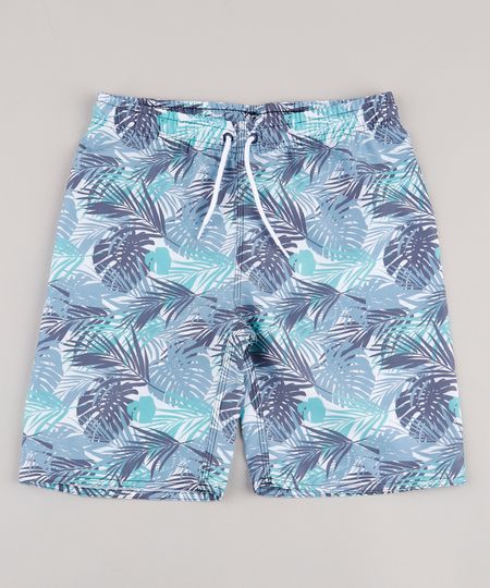 Bermuda-Surf-Infantil-Estampada-de-Folhagem-com-Bolso-Branca-9765350-Branco_1