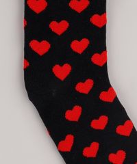 Meia-Feminina--Cano-Alto-Divertida-Estampada--Amor--com-Cartao-de-Presente-Preta-9853118-Preto_2