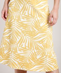 Saia-Feminina-Midi-Evase-Estampada-de-Folhagem-Mostarda-9760612-Mostarda_4