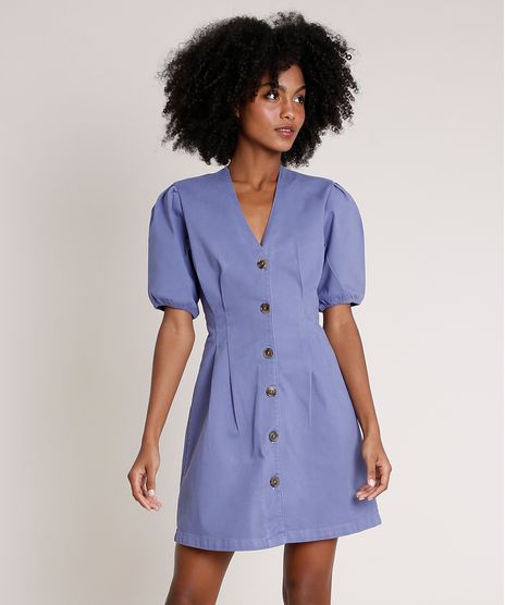 Vestido-de-Sarja-Feminino-Mindset-Curto-com-Botoes-Manga-Curta-Lilas-9856300-Lilas_1