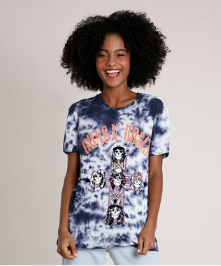 T-Shirt-Feminina-de-Banda-Mindset-Guns-N--Roses-Estampada-Tie-Dye-Manga-Curta-Decote-Redondo-Azul-Marinho-9843835-Azul_Marinho_1