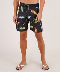 Bermuda-Surf-Masculina-Estampada-Tropical-com-Bolso-Preta-9763645-Preto_1
