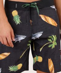 Bermuda-Surf-Masculina-Estampada-Tropical-com-Bolso-Preta-9763645-Preto_2