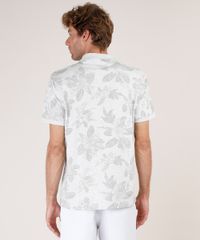 Polo-Masculina-Estampada-de-Folhagem-com-Bolso-Manga-Curta-Cinza-Mescla-Claro-9534411-Cinza_Mescla_Claro_2