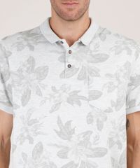 Polo-Masculina-Estampada-de-Folhagem-com-Bolso-Manga-Curta-Cinza-Mescla-Claro-9534411-Cinza_Mescla_Claro_4