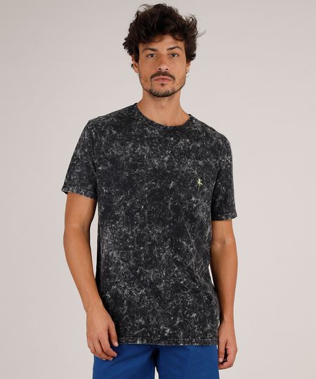 Camiseta-Masculina-Marmorizada-com-Coqueiro-Manga-Curta-Gola-Careca-Preta-9753321-Preto_1