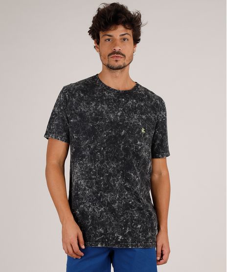 Camiseta-Masculina-Marmorizada-com-Coqueiro-Manga-Curta-Gola-Careca-Preta-9753321-Preto_1