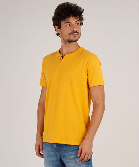 Camiseta-Masculina-Basica-Manga-Curta-Gola-Portuguesa-Mostarda-9776427-Mostarda_1