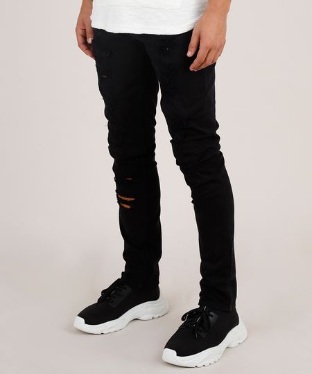 Calca-de-Sarja-Masculina-Skinny-Destroyed-Preta-9826059-Preto_1
